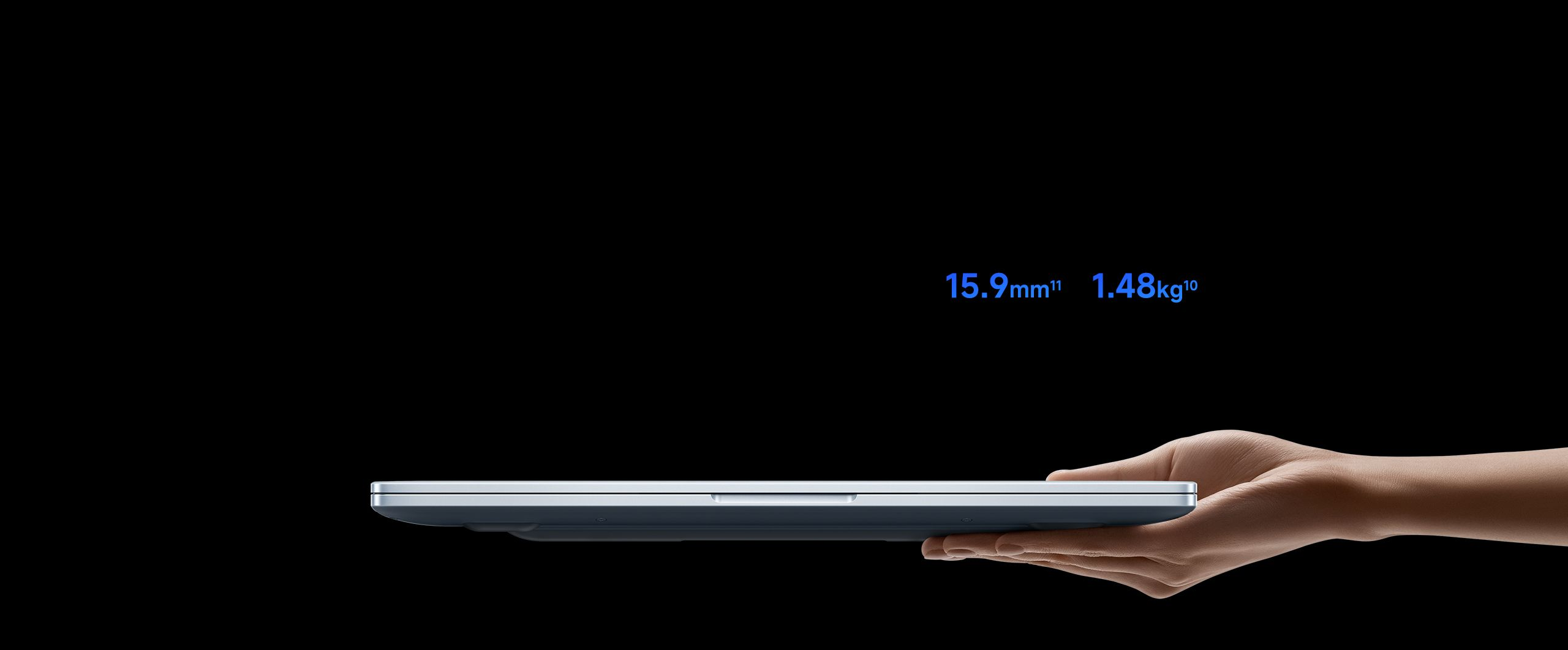 Xiaomi Redmibook 14 Pro 2026 dimensions and weight: 312.04 × 220 × 15.9 mm, 1.48 kg shown in hand