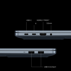 Side ports of the Xiaomi Redmibook 14 Pro 2026: USB-C, Thunderbolt 4, HDMI 2.1, USB-A and 3.5 mm jack