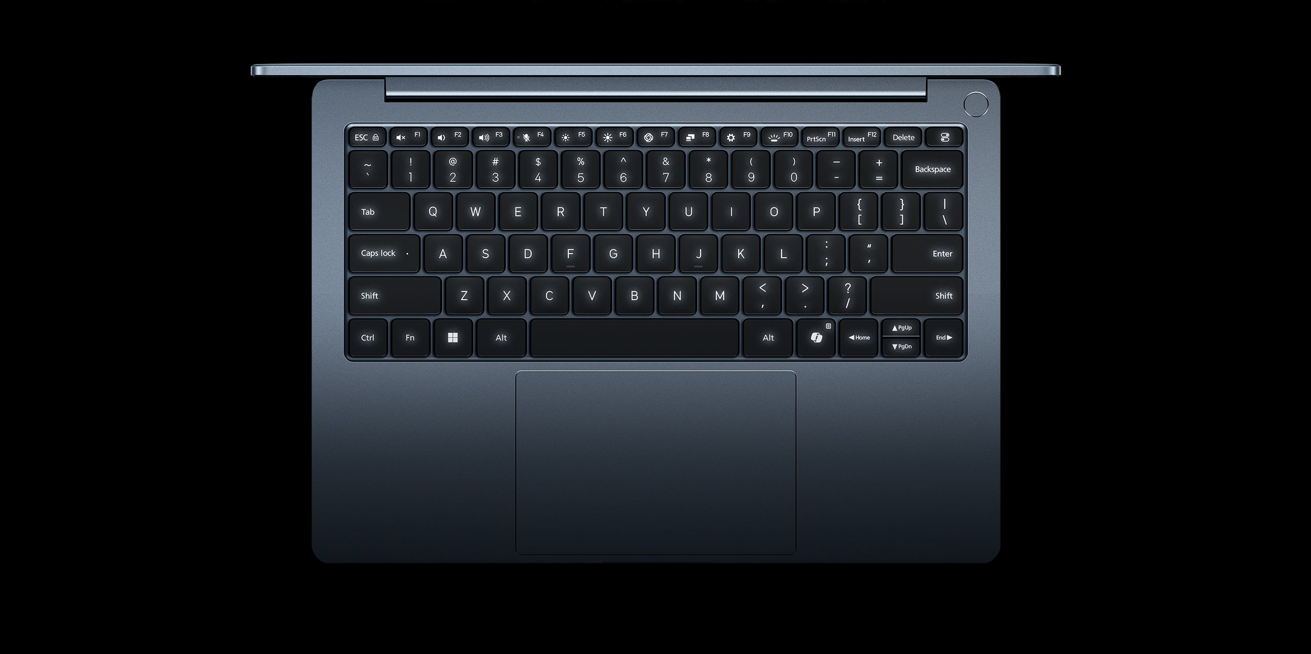 Close-up of the Xiaomi Redmibook 14 Pro 2026 full-size keyboard with 3-level backlight