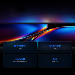 AI compute panel of the Xiaomi Redmibook 14 Pro 2026: up to 180 TOPS combined CPU, GPU and NPU