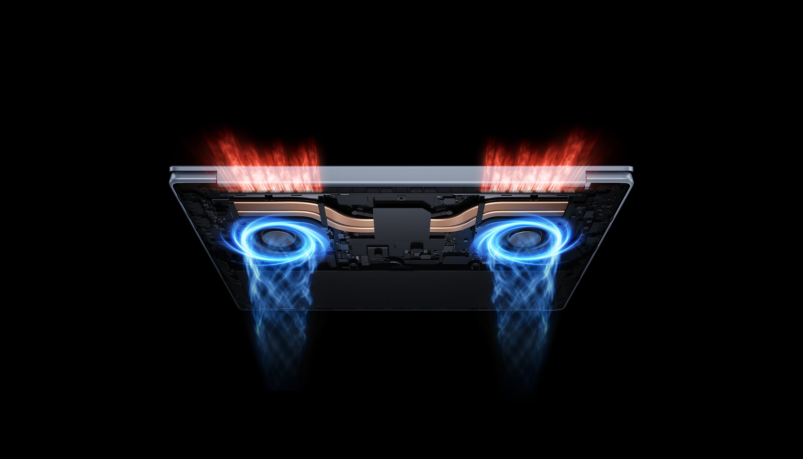 Dual-fan dual heat-pipe cooling system of the Xiaomi Redmibook 14 Pro 2026 laptop