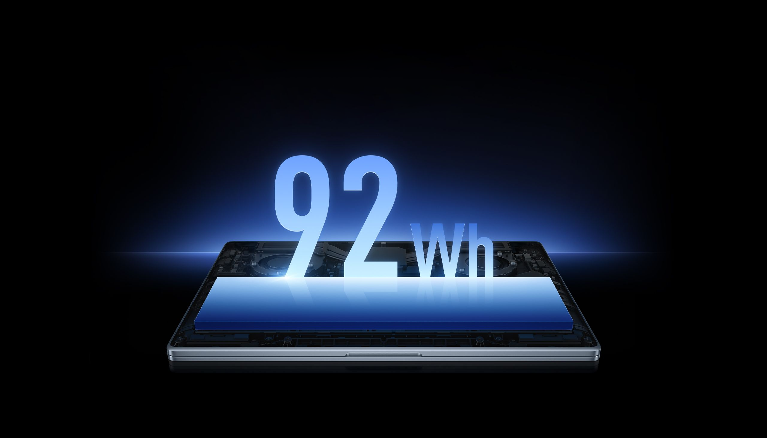 92 Wh battery of the Xiaomi Redmibook 14 Pro 2026 with 100 W GaN fast charging support
