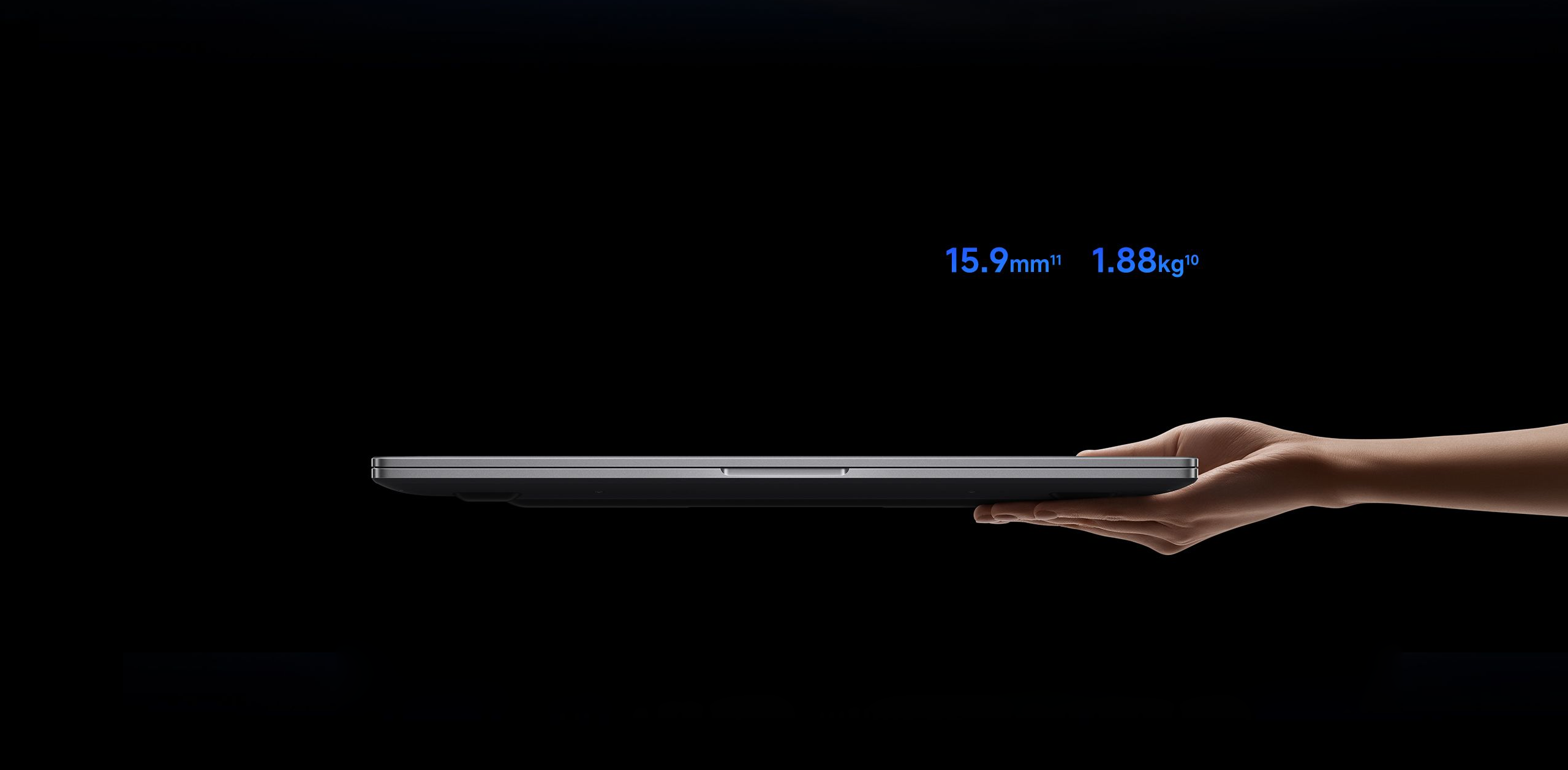 Dimensions and weight Xiaomi Redmibook 16 Pro 2026: 15.9 mm and 1.88 kg in hand