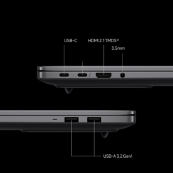 Side ports Xiaomi Redmibook 16 Pro 2026: USB-C Thunderbolt 4 HDMI 2.1 USB-A 3.5mm jack