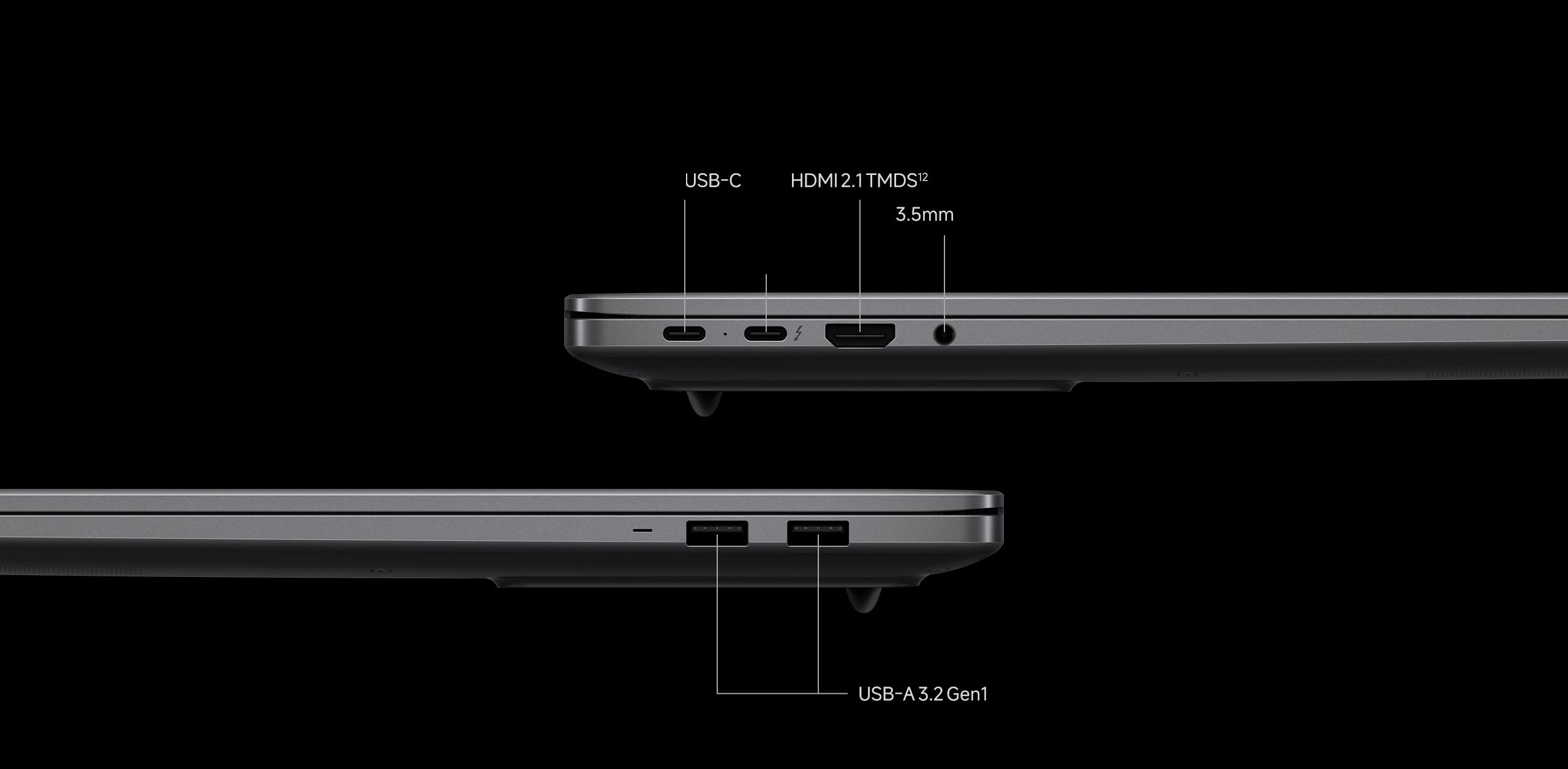 Side ports Xiaomi Redmibook 16 Pro 2026: USB-C Thunderbolt 4 HDMI 2.1 USB-A 3.5mm jack